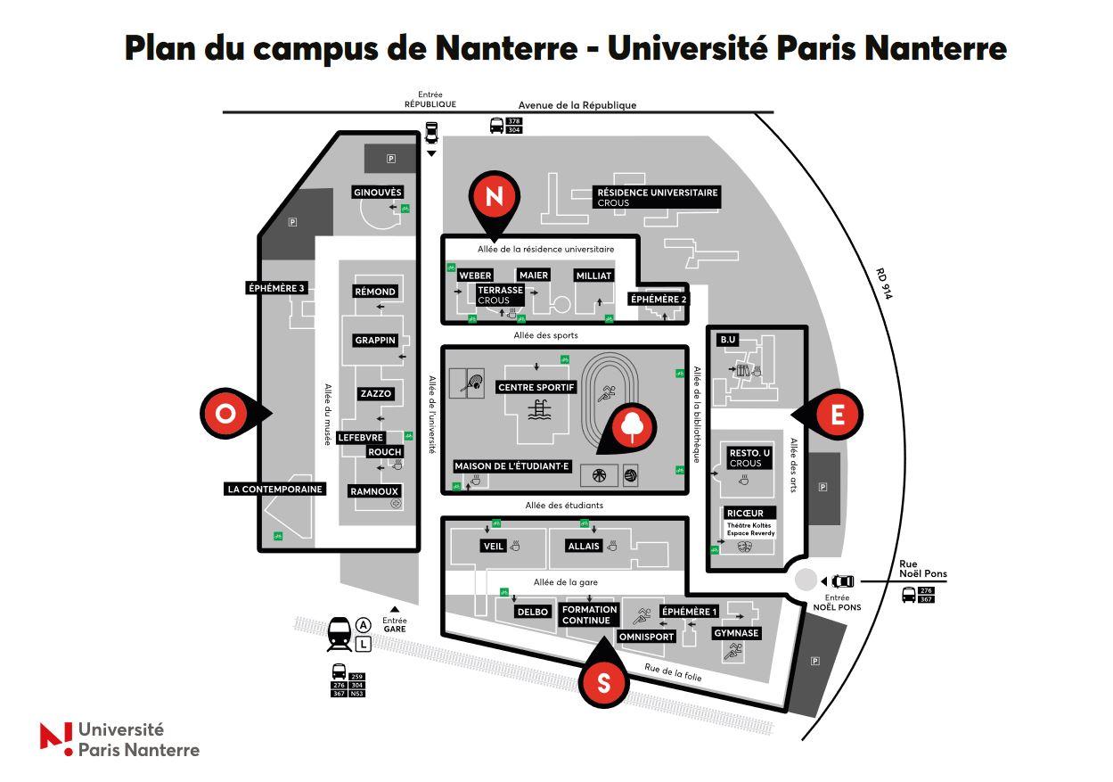 Plan du campus de Nanterre Université