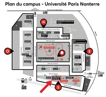 Plan du campus de Nanterre Université